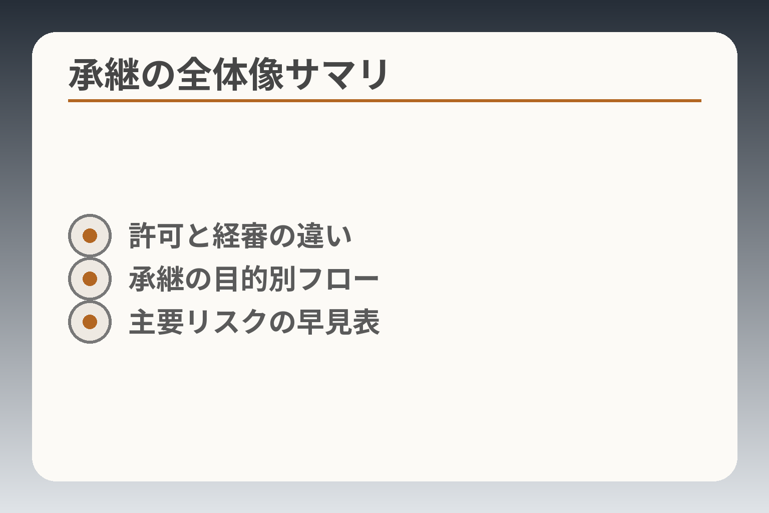承継の全体像サマリ