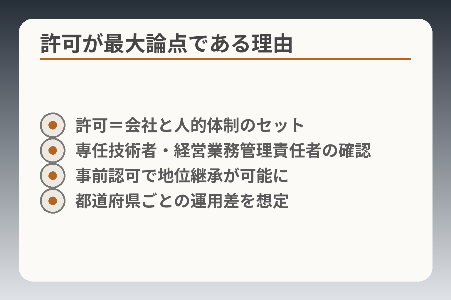 許可が最大論点である理由