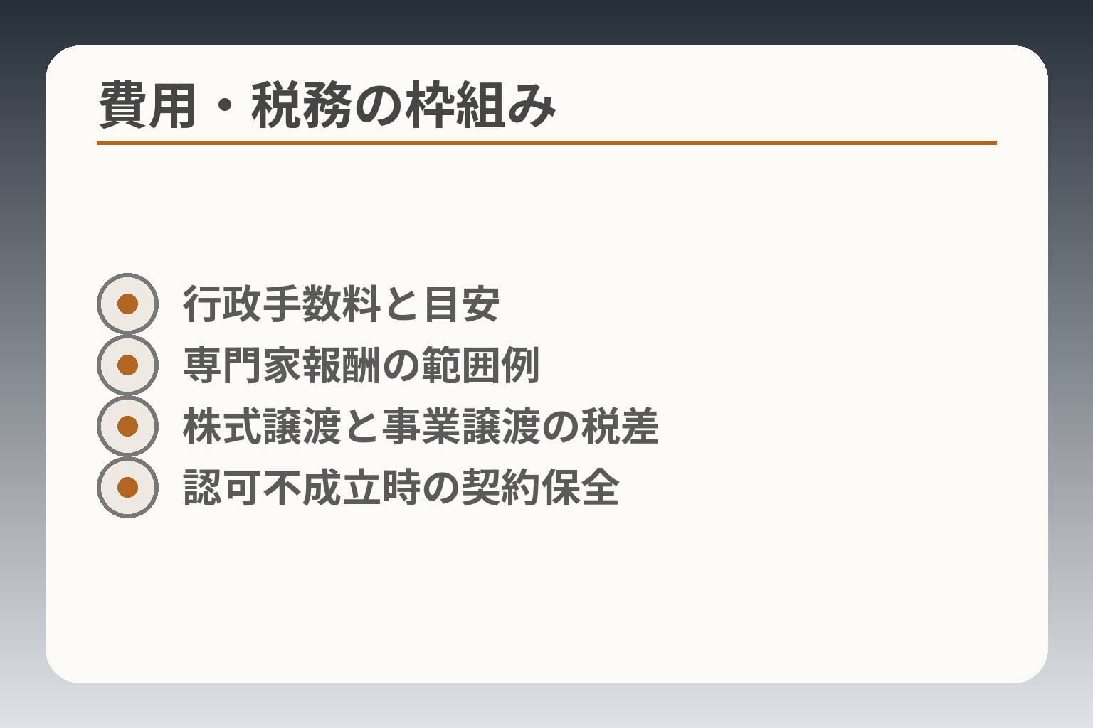 費用・税務の枠組み