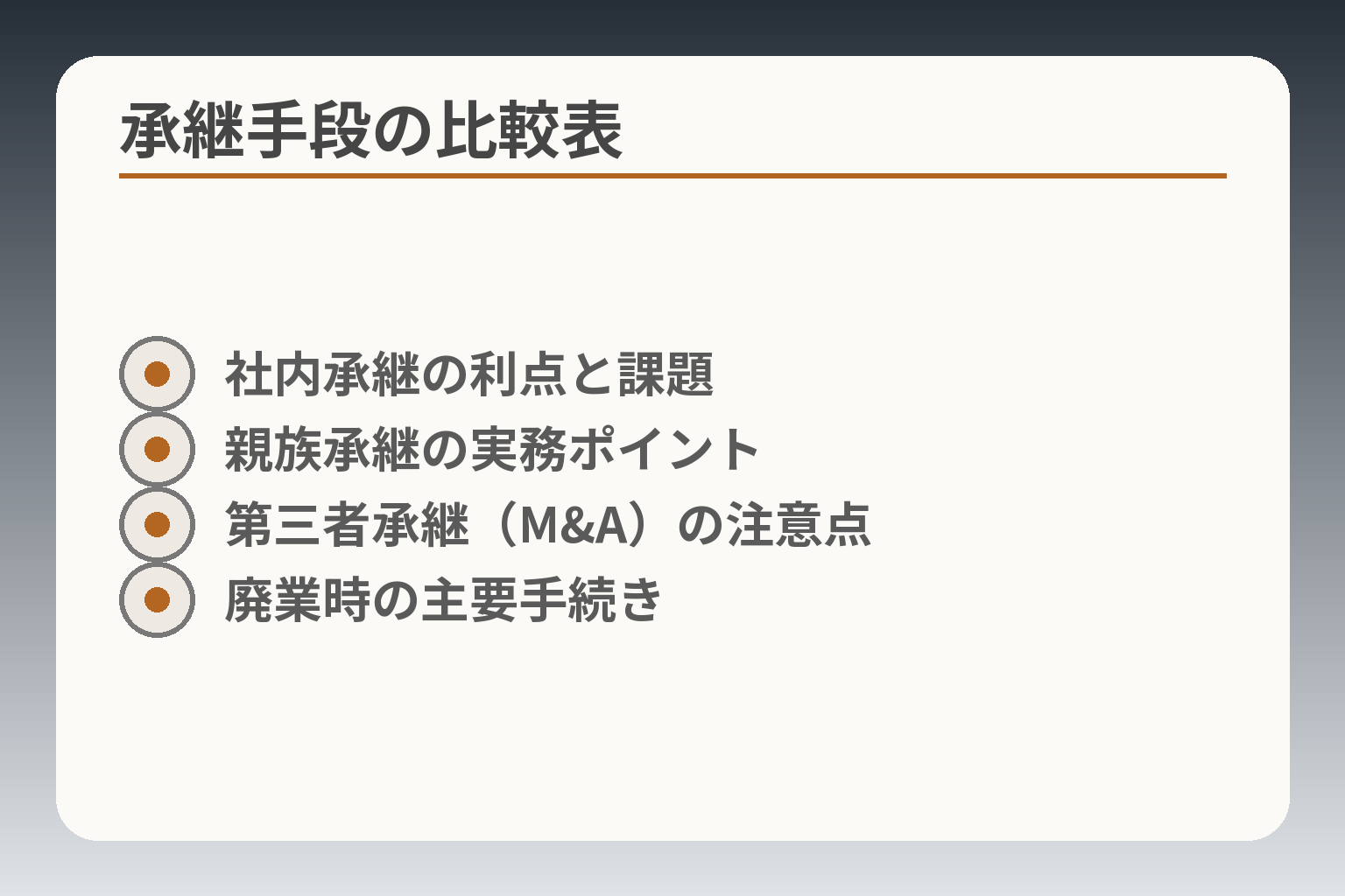 承継手段の比較表