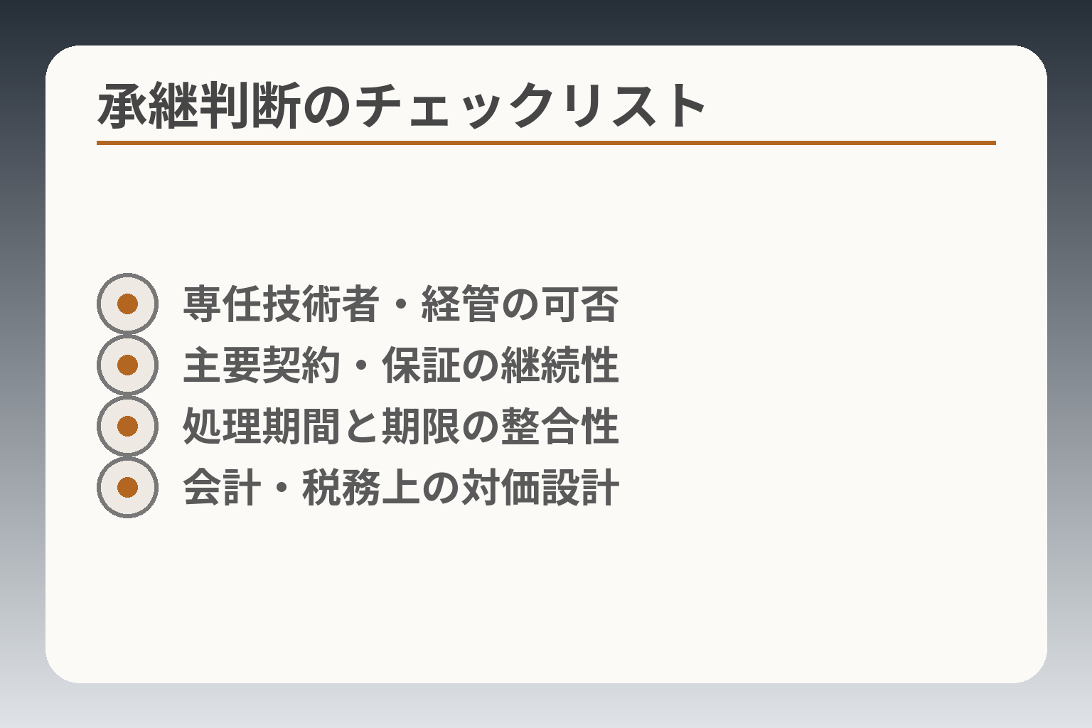 承継判断のチェックリスト