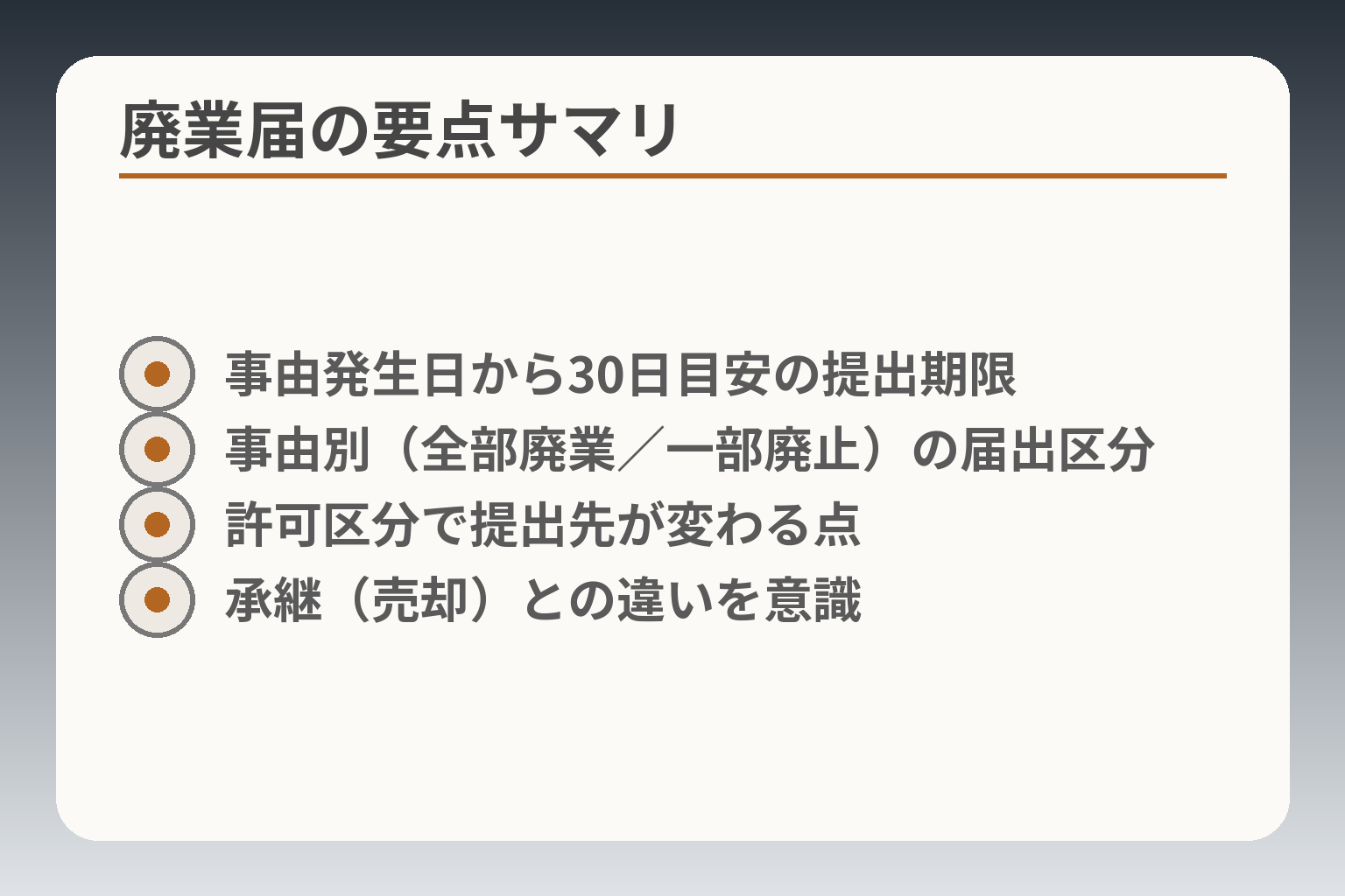 廃業届の要点サマリ