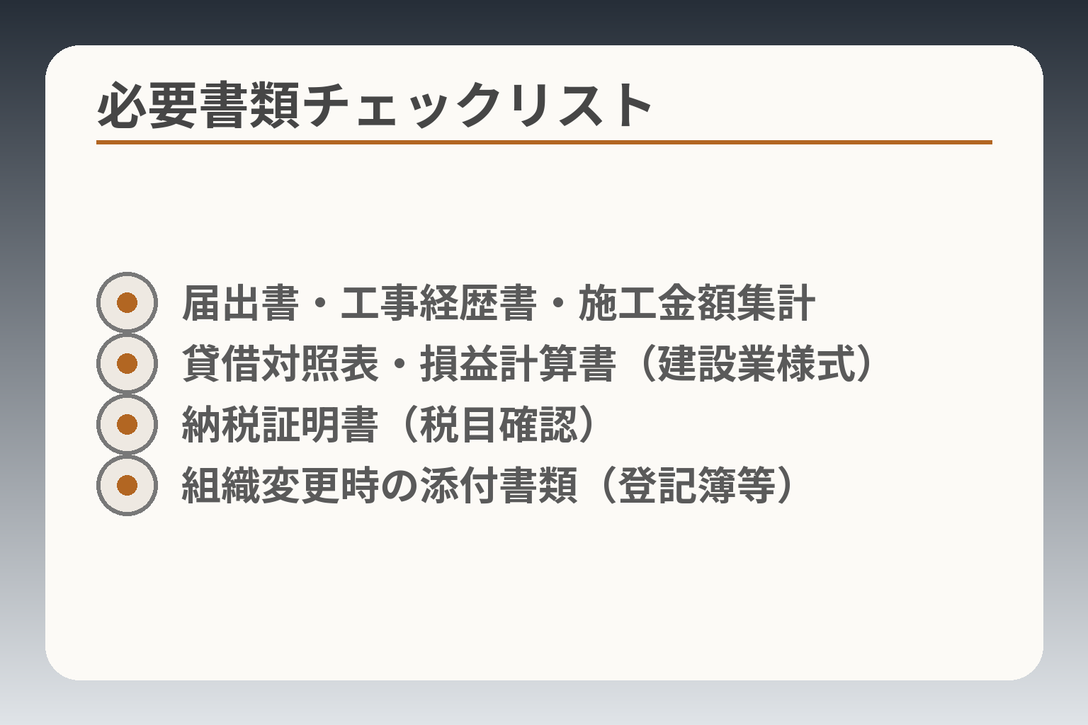 必要書類チェックリスト