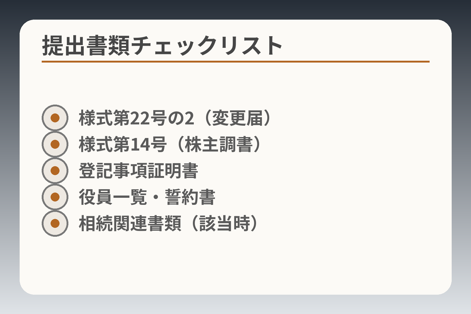提出書類チェックリスト