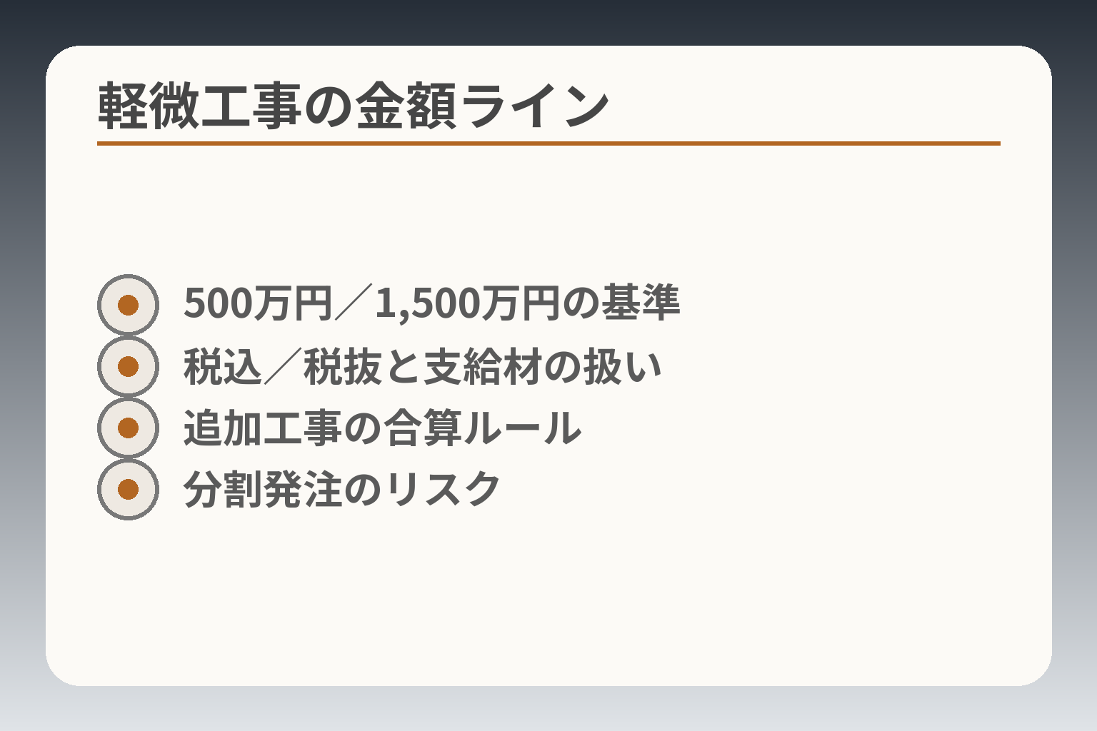 軽微工事の金額ライン