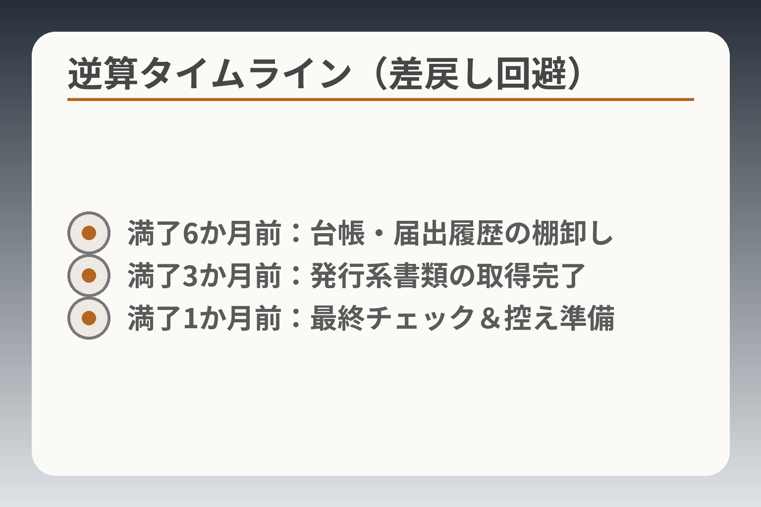 逆算タイムライン(差戻し回避)
