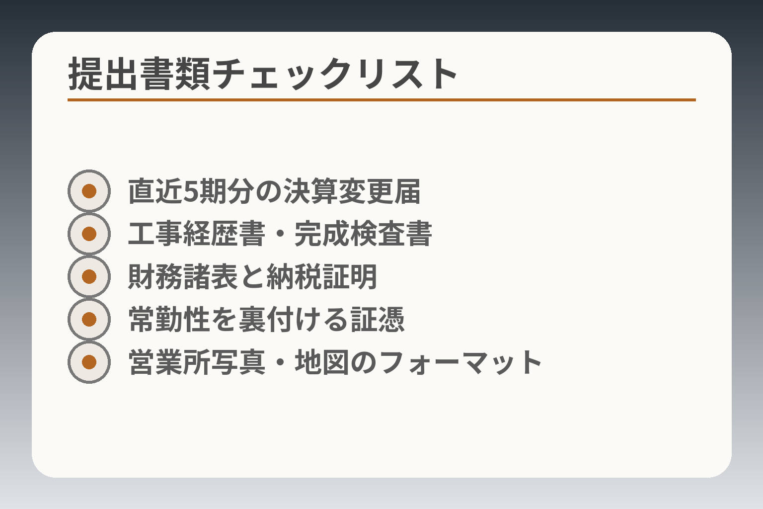 提出書類チェックリスト