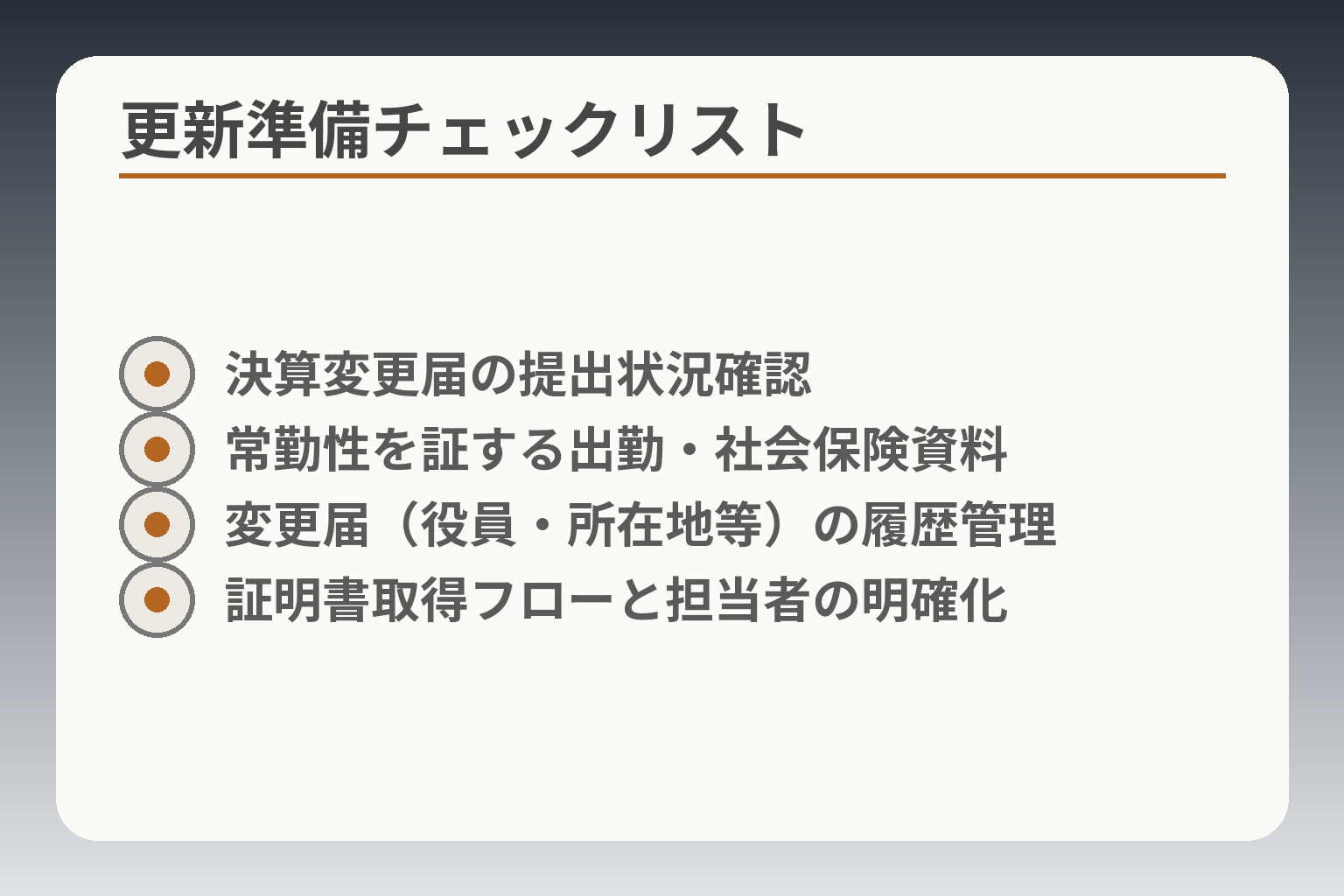 更新準備チェックリスト