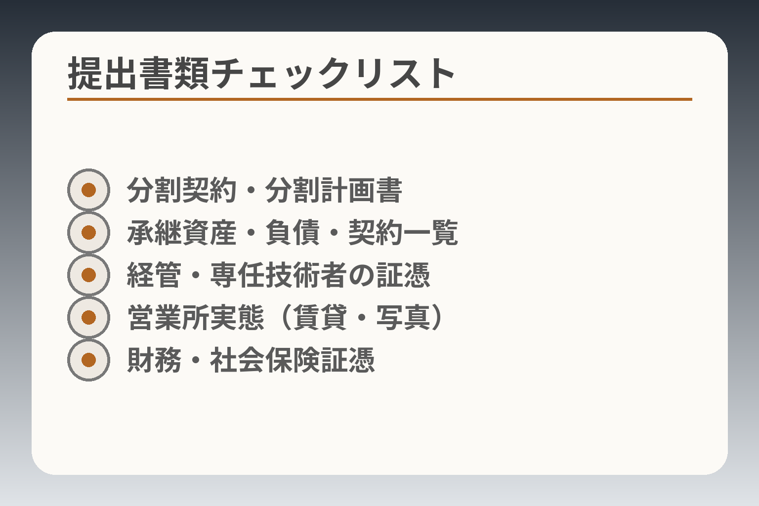 提出書類チェックリスト