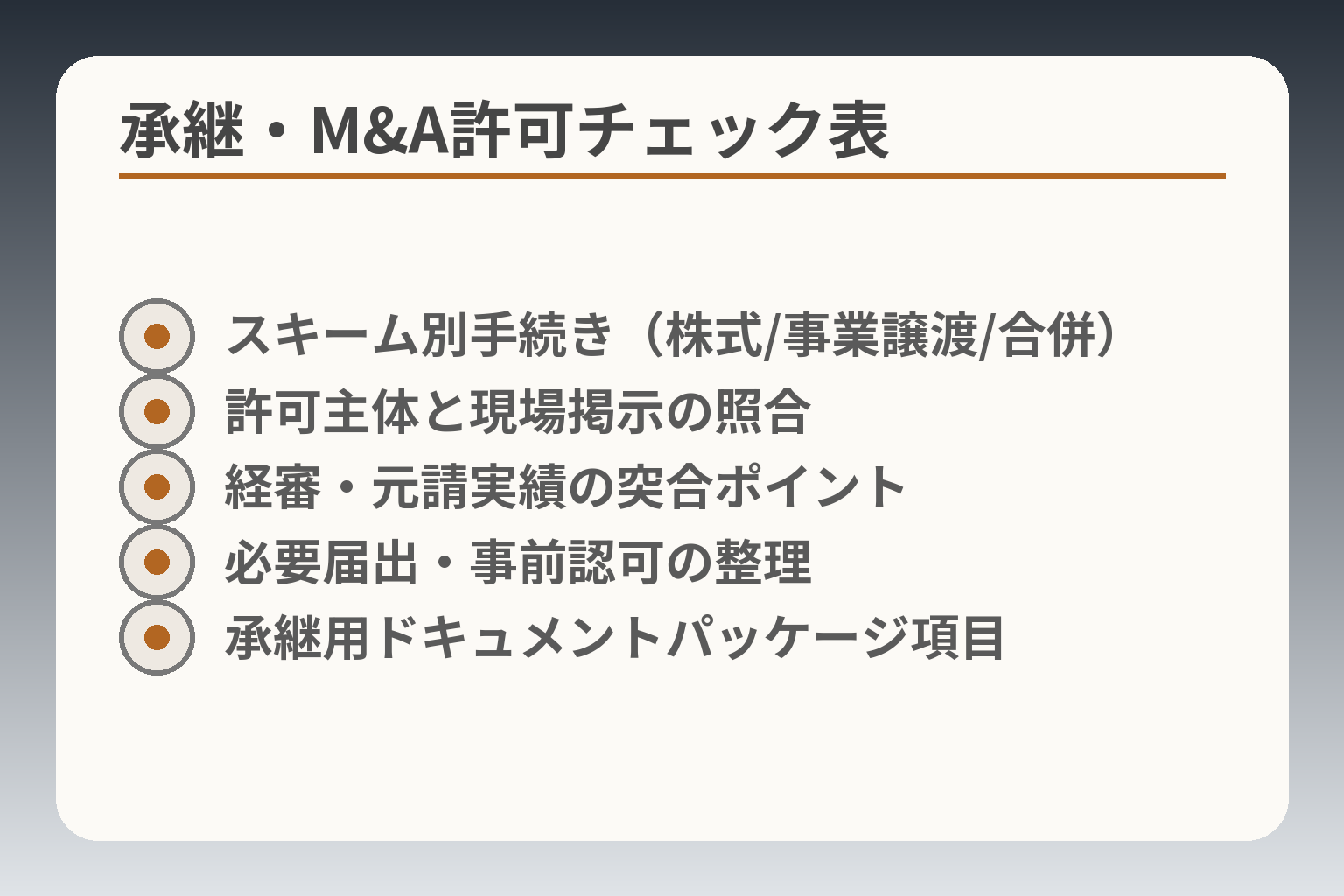 承継・M&A許可チェック表