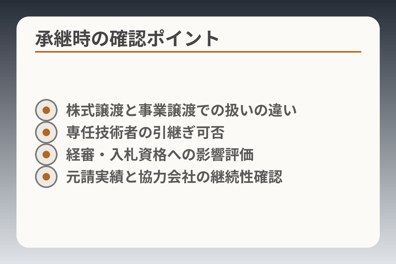 承継時の確認ポイント
