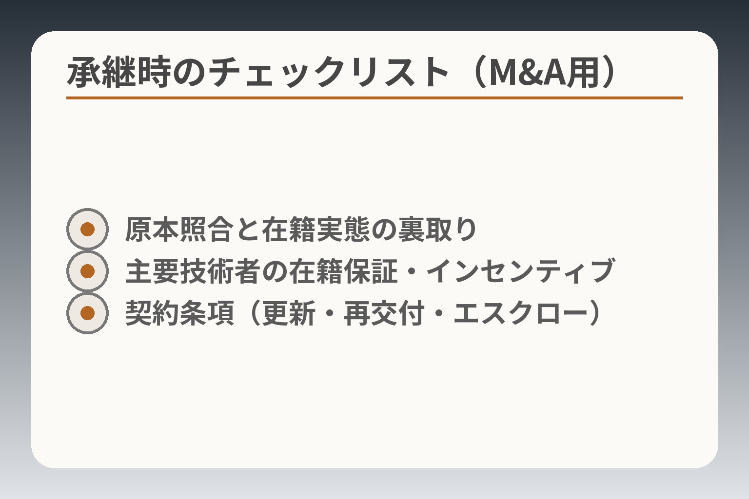 承継時のチェックリスト(M&A用)