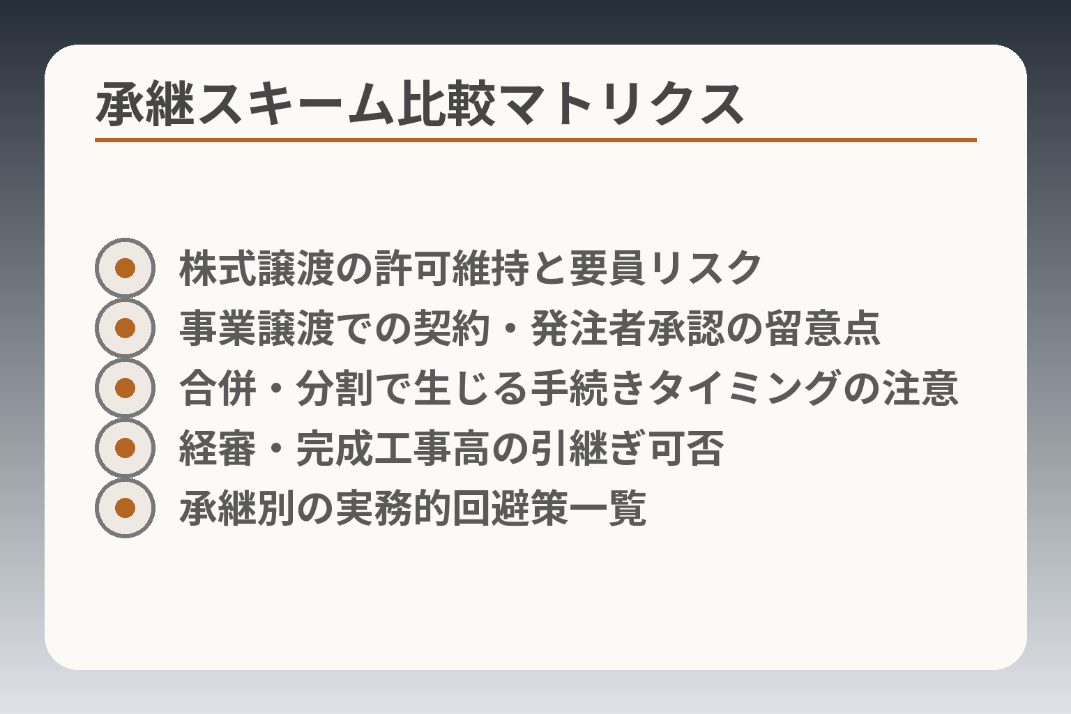 承継スキーム比較マトリクス