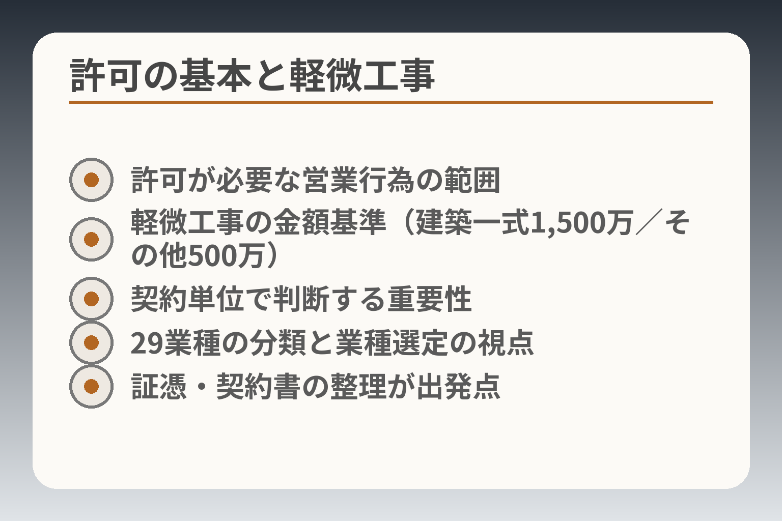 許可の基本と軽微工事
