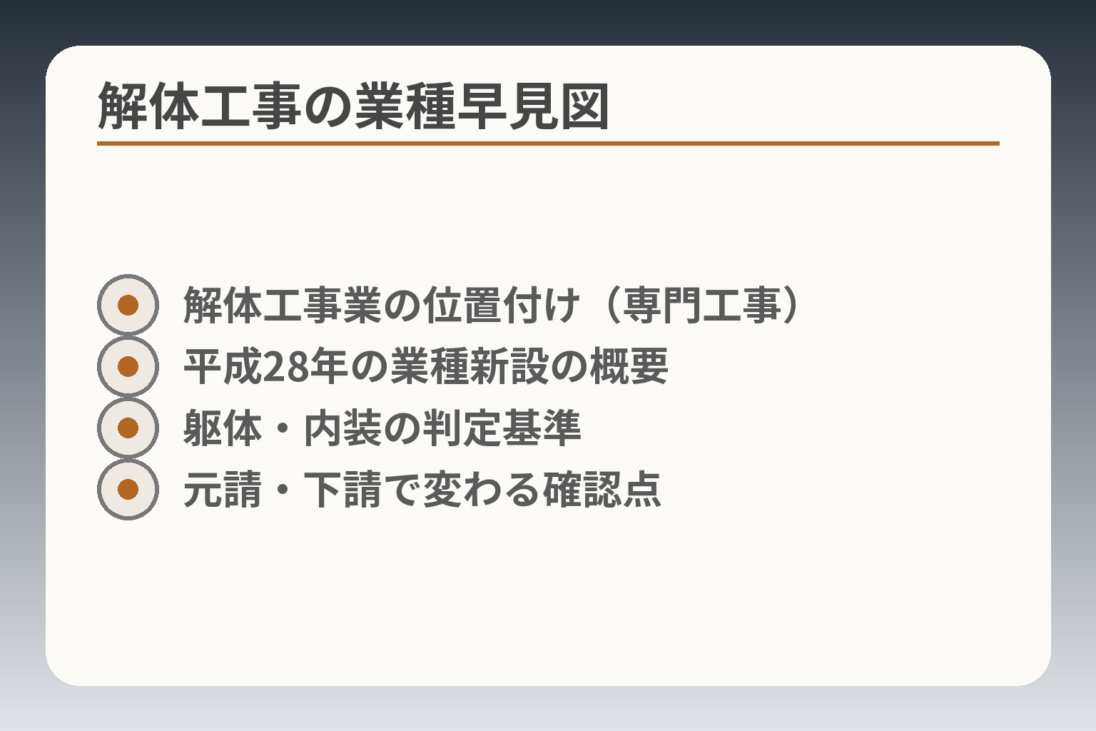解体工事の業種早見図