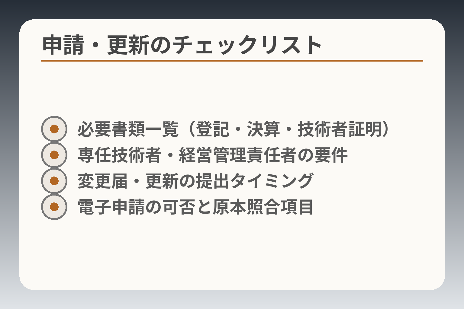 申請・更新のチェックリスト