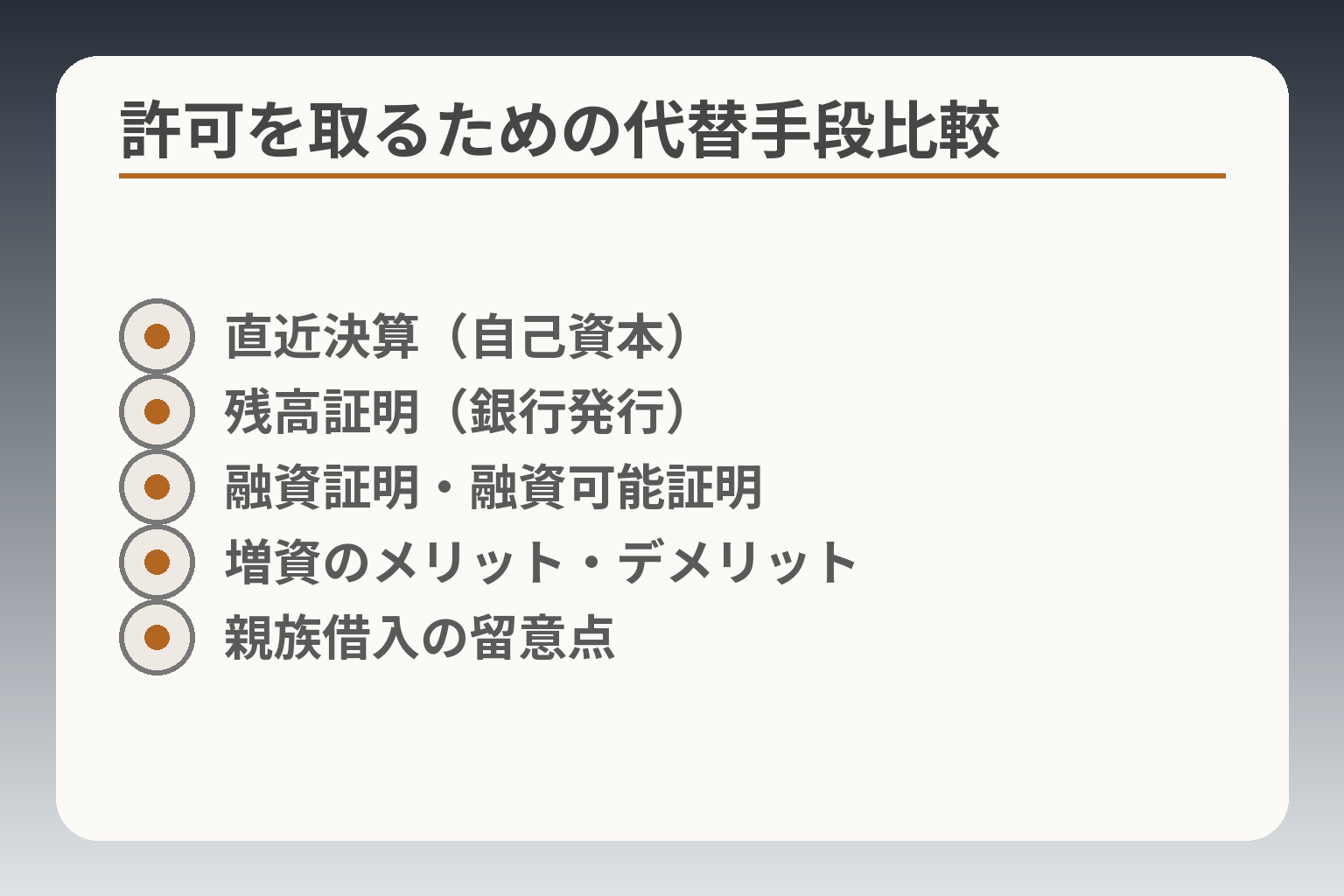 許可を取るための代替手段比較