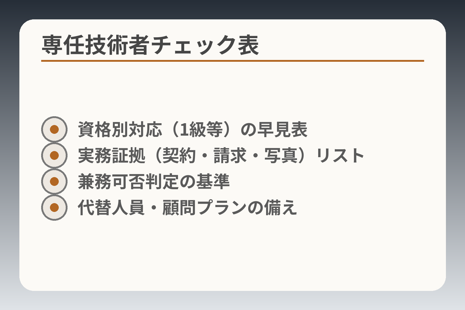 専任技術者チェック表
