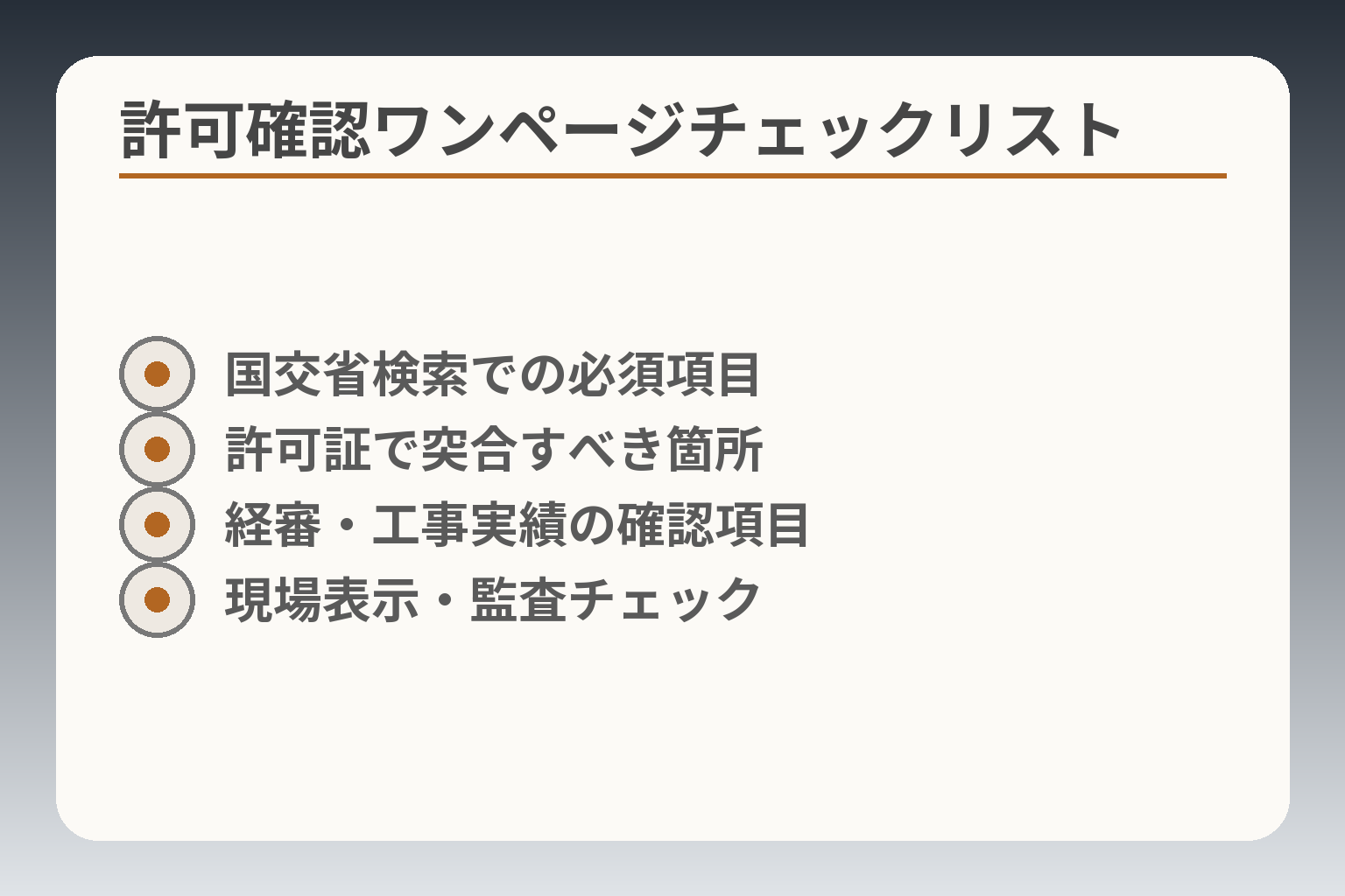 許可確認ワンページチェックリスト