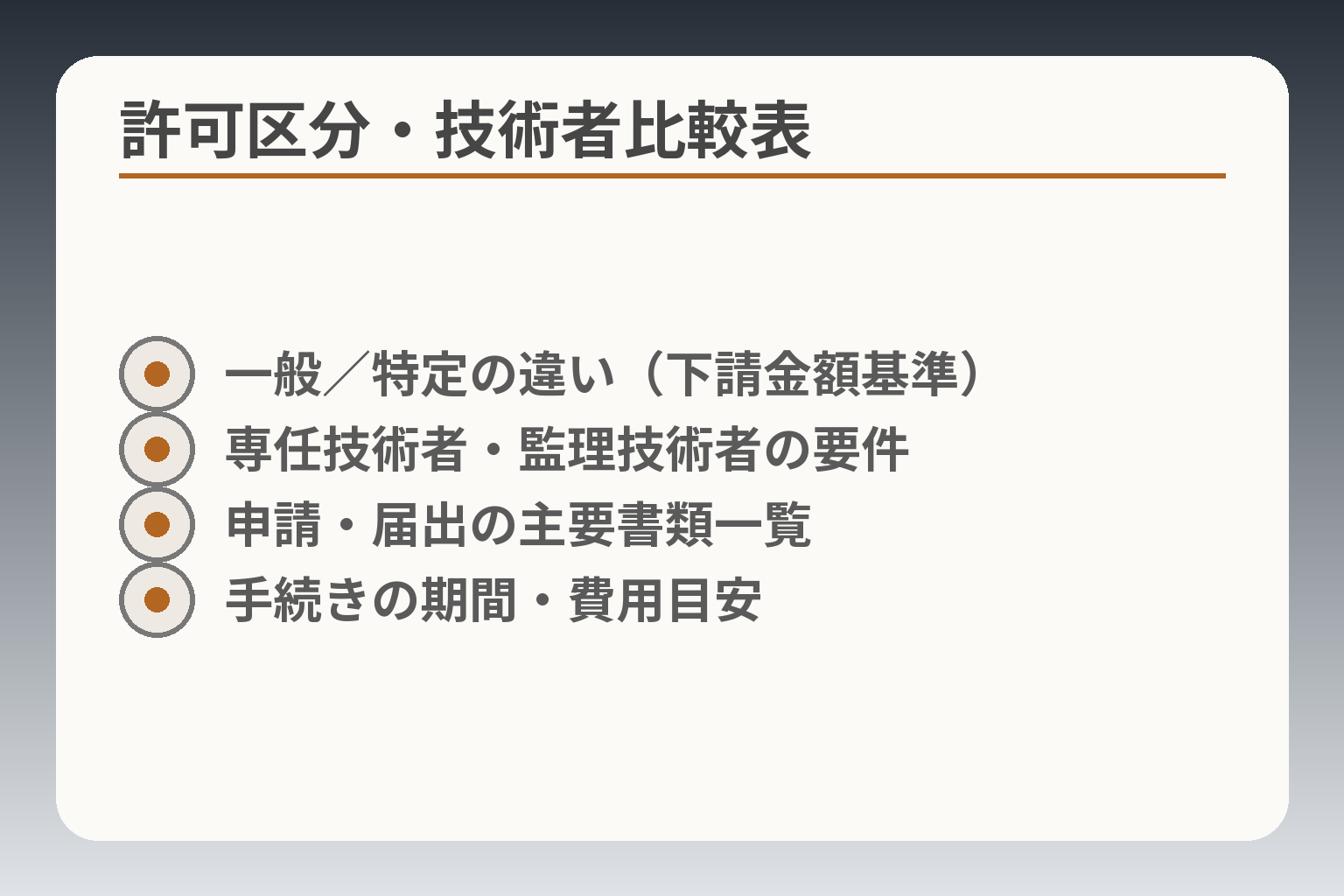 許可区分・技術者比較表