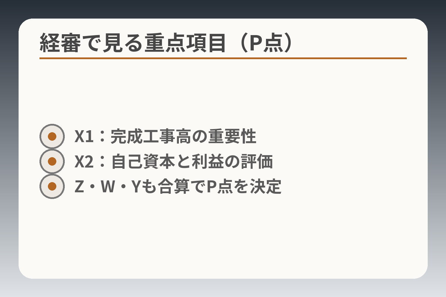 経審で見る重点項目（P点）