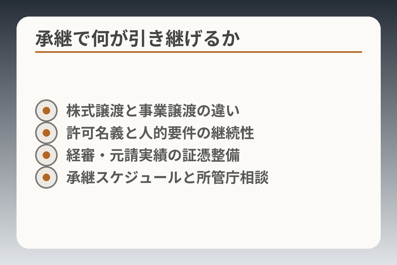 承継で何が引き継げるか