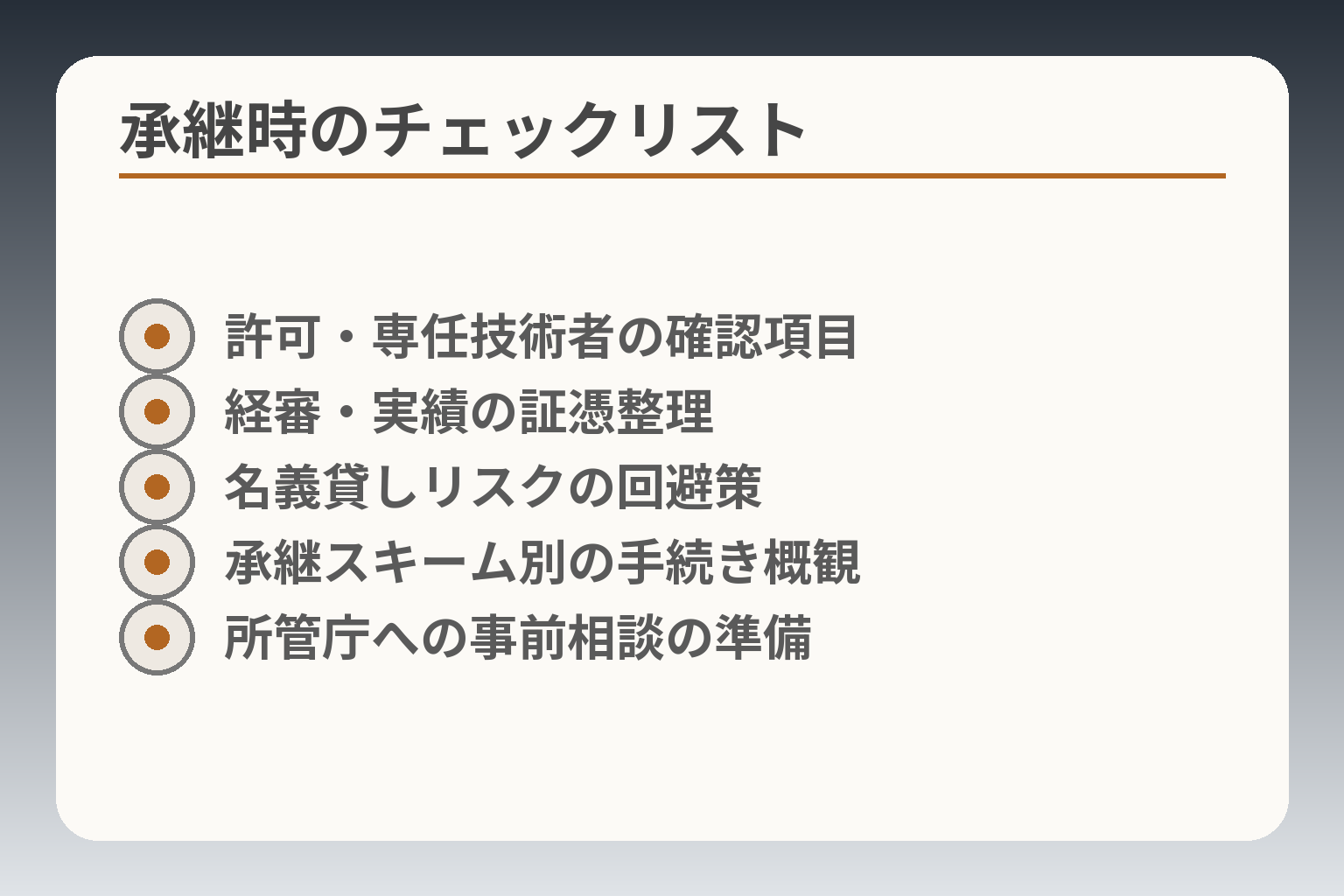 承継時のチェックリスト