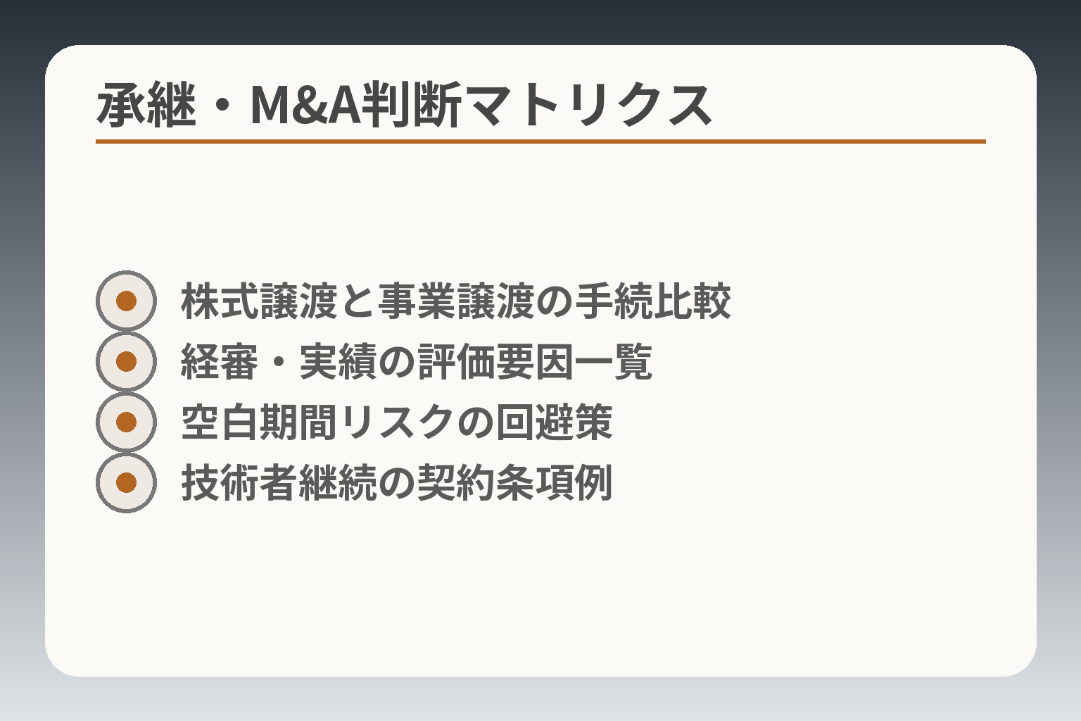 承継・M&A判断マトリクス