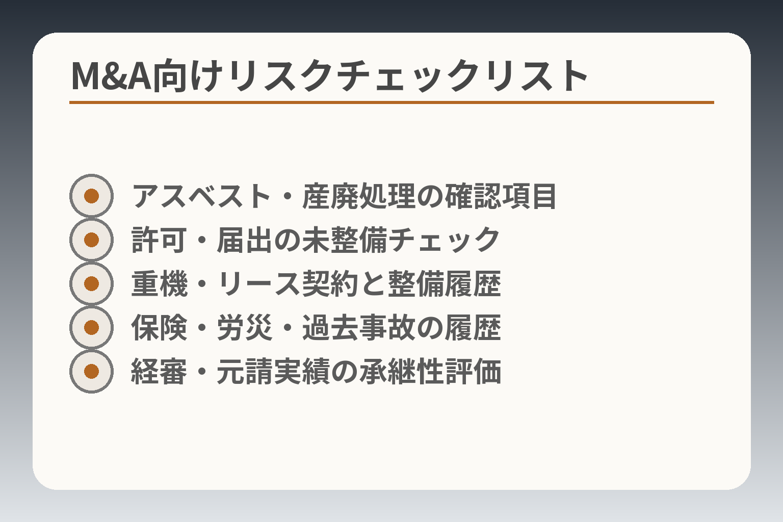 M&A向けリスクチェックリスト