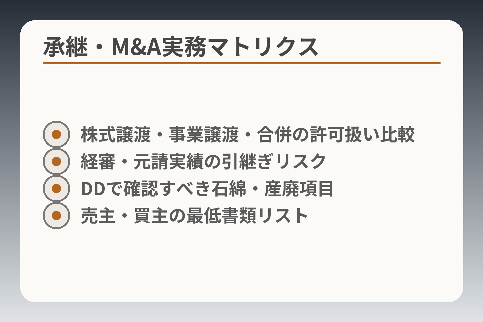 承継・M&A実務マトリクス