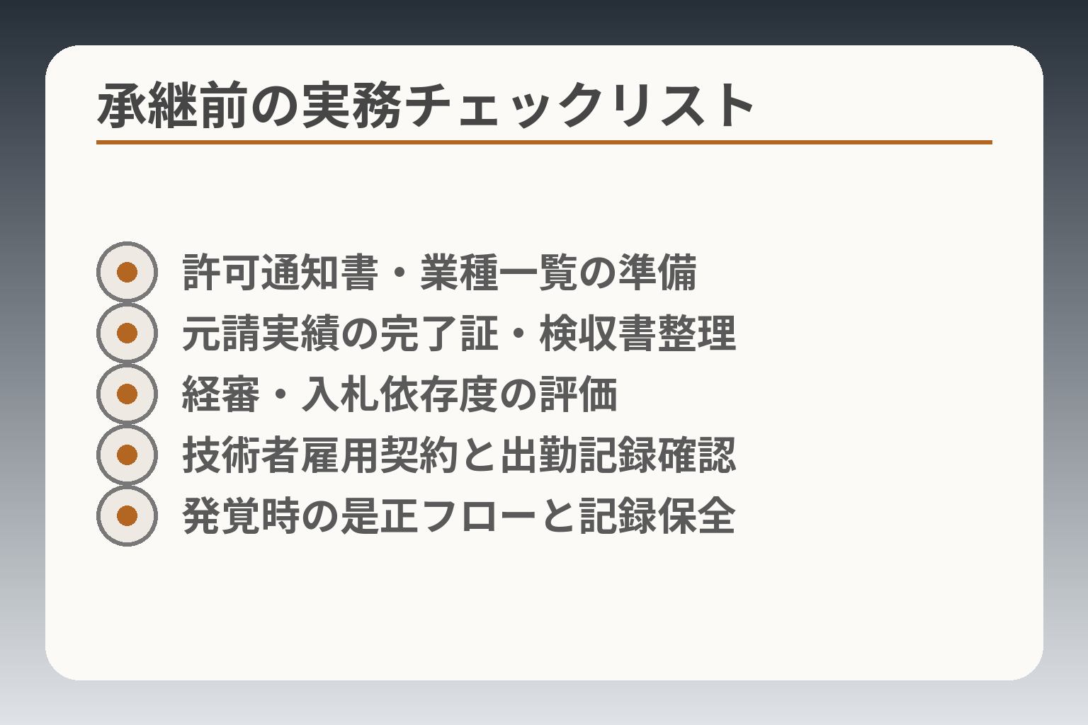 承継前の実務チェックリスト