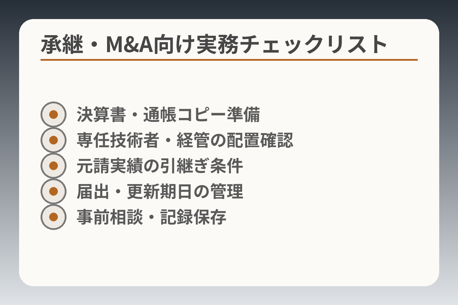 承継・M&A向け実務チェックリスト