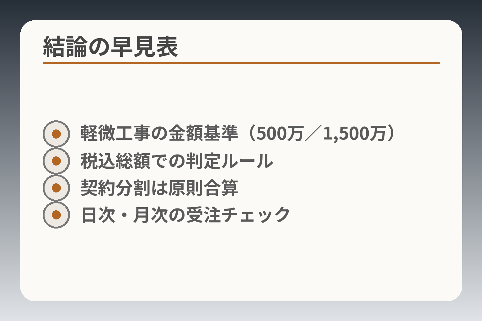 結論の早見表