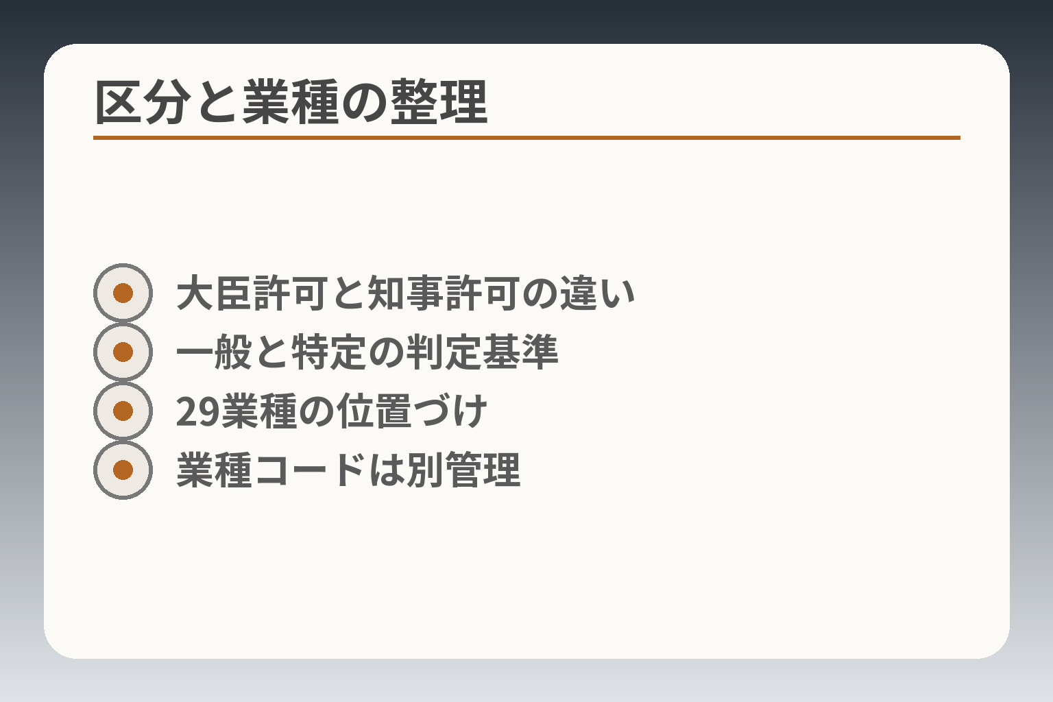 区分と業種の整理