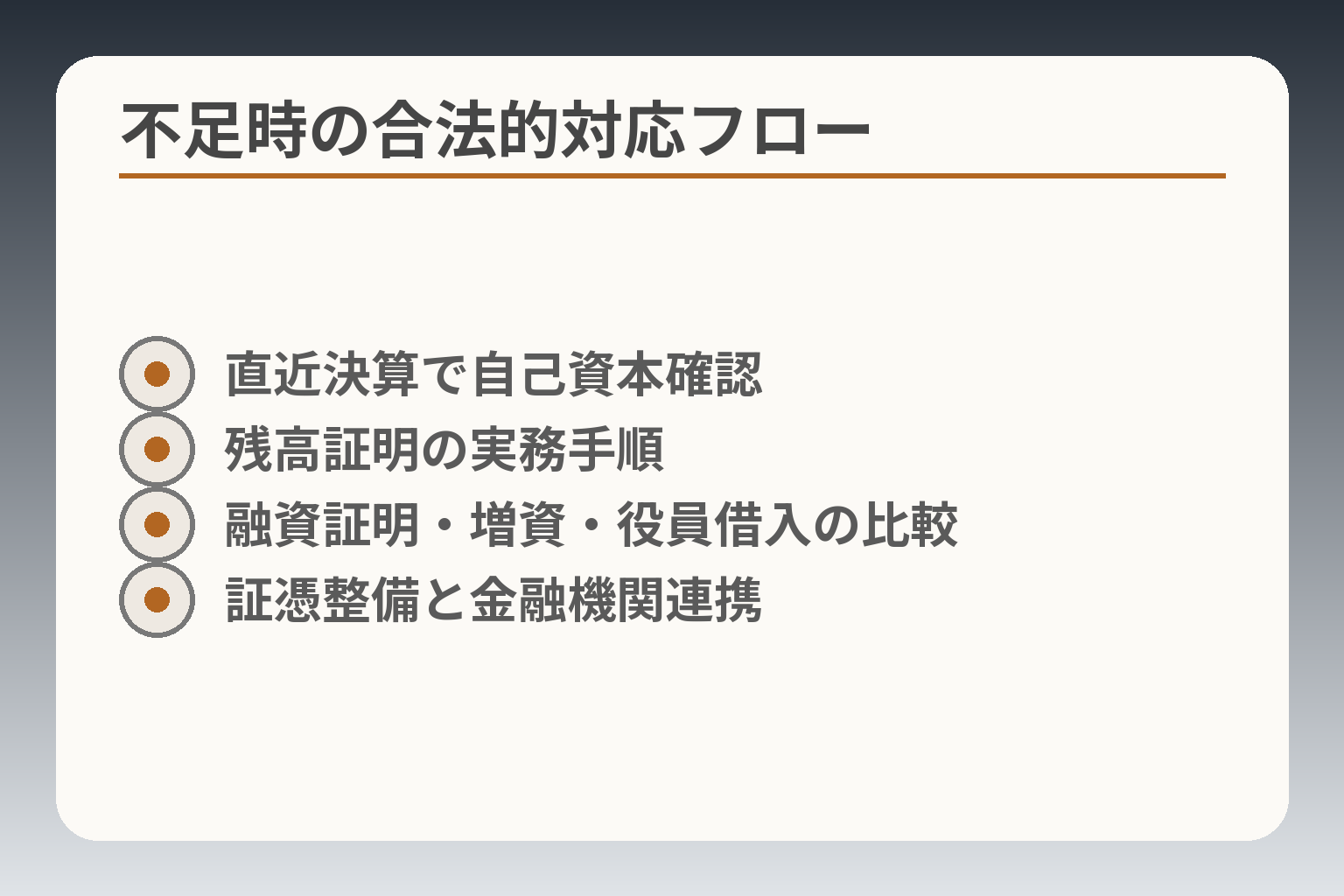 不足時の合法的対応フロー