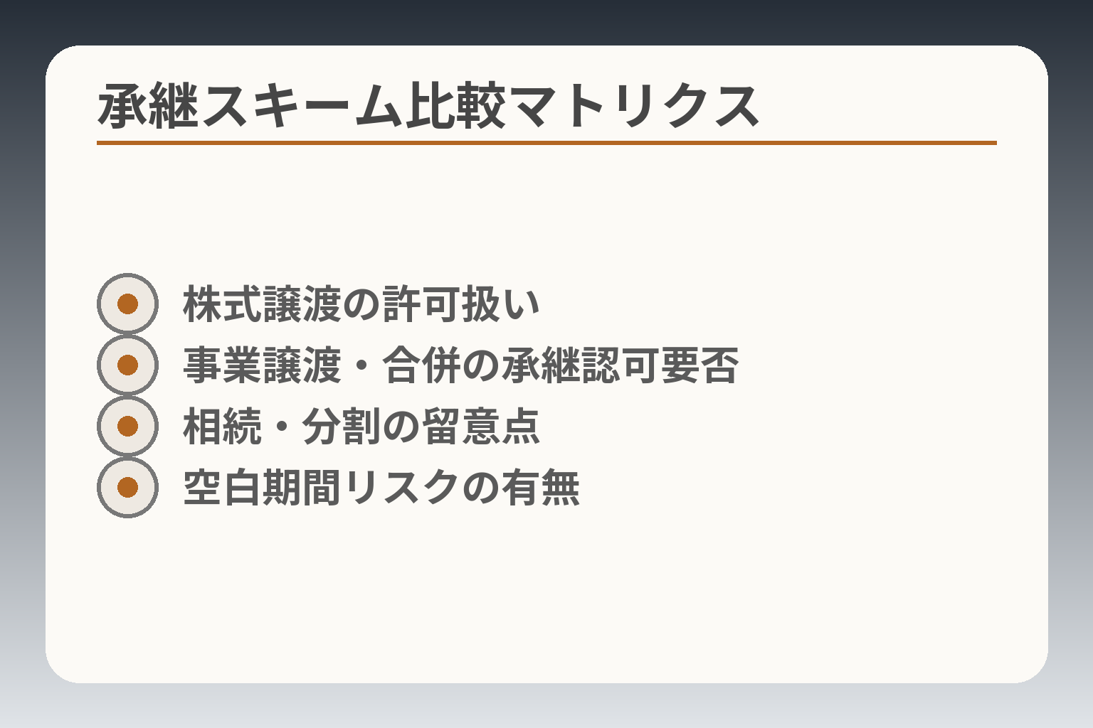承継スキーム比較マトリクス