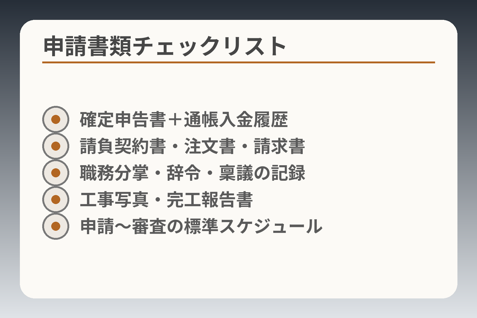 申請書類チェックリスト
