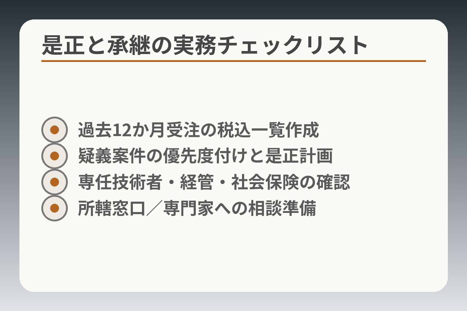 是正と承継の実務チェックリスト