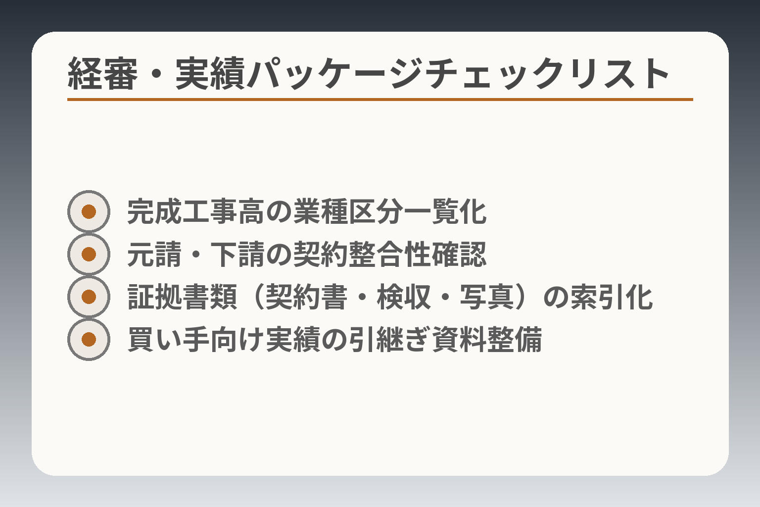 経審・実績パッケージチェックリスト