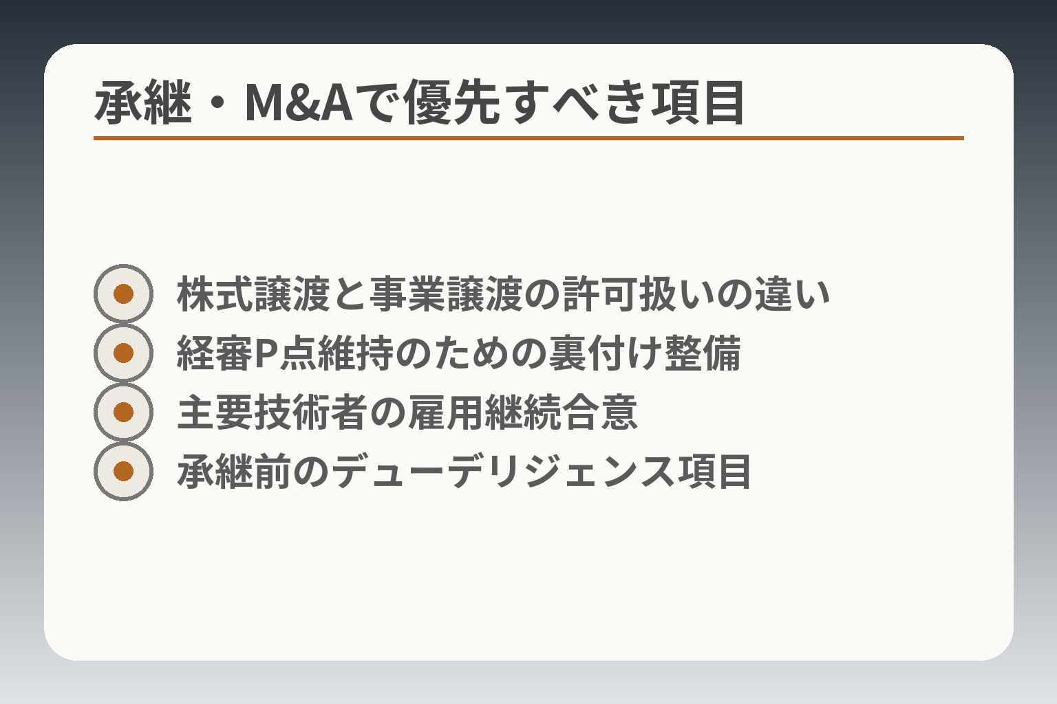承継・M&Aで優先すべき項目