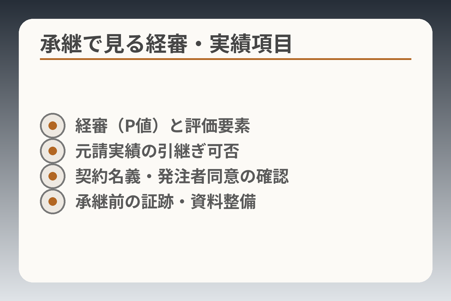 承継で見る経審・実績項目