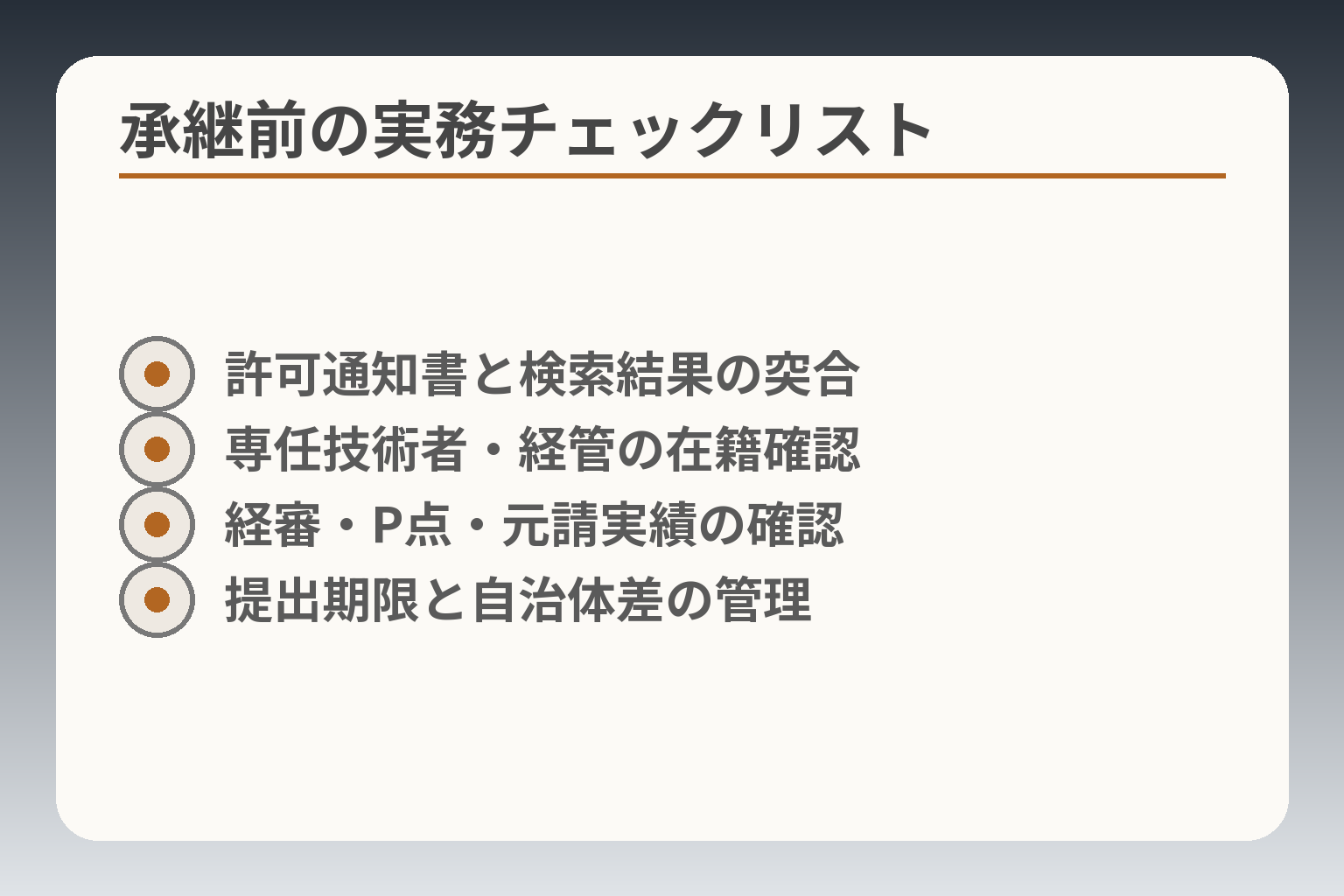 承継前の実務チェックリスト