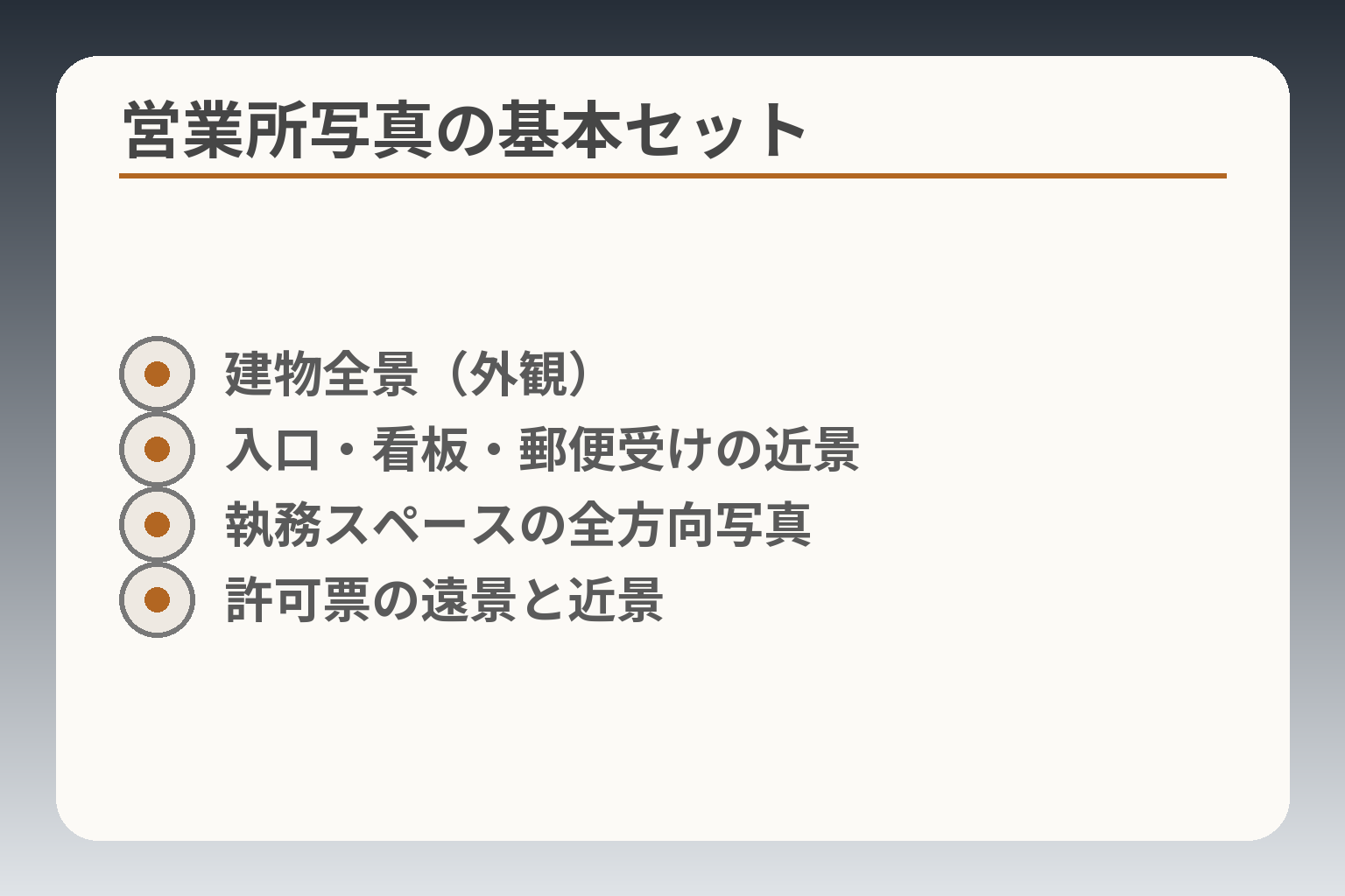 営業所写真の基本セット