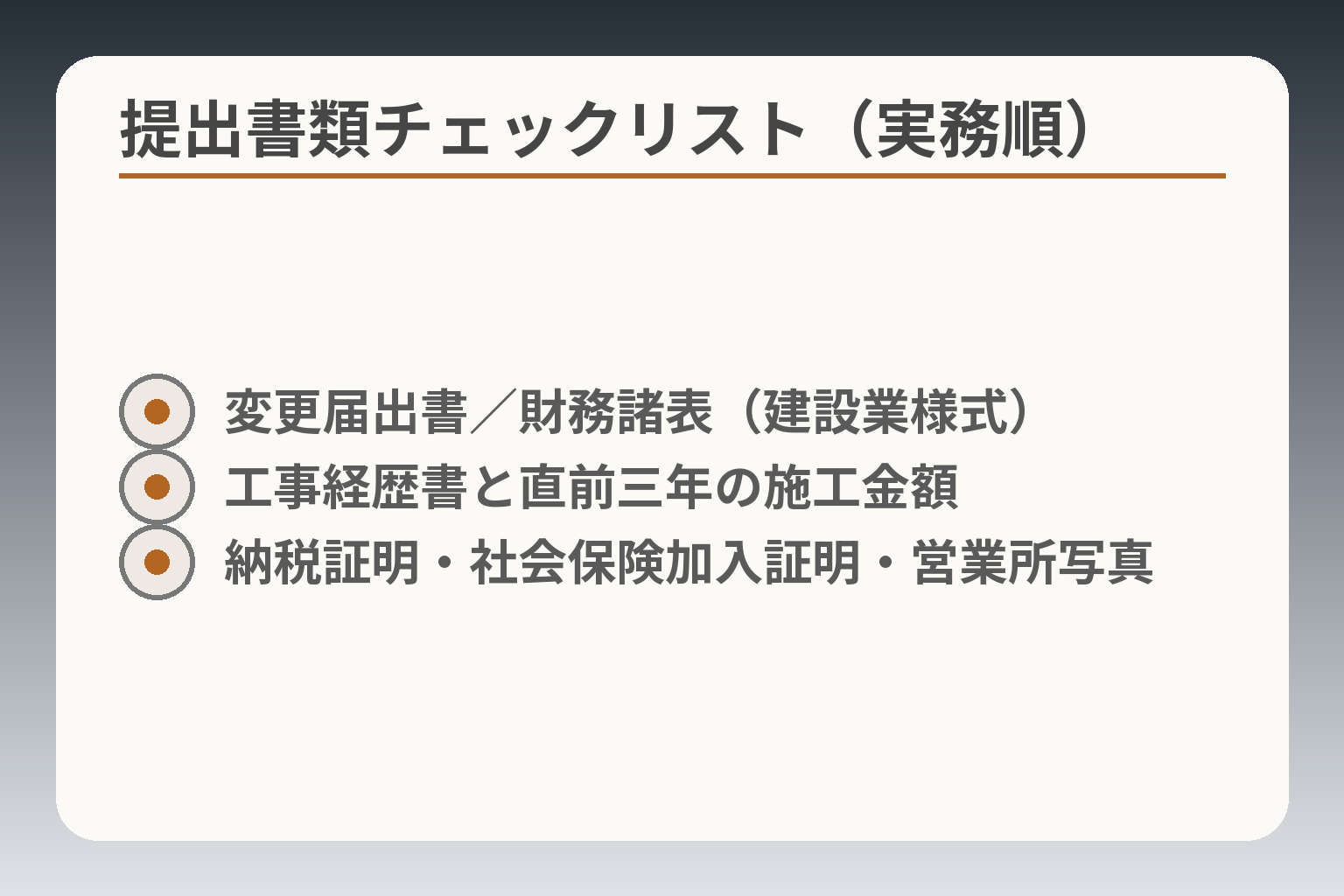提出書類チェックリスト（実務順）