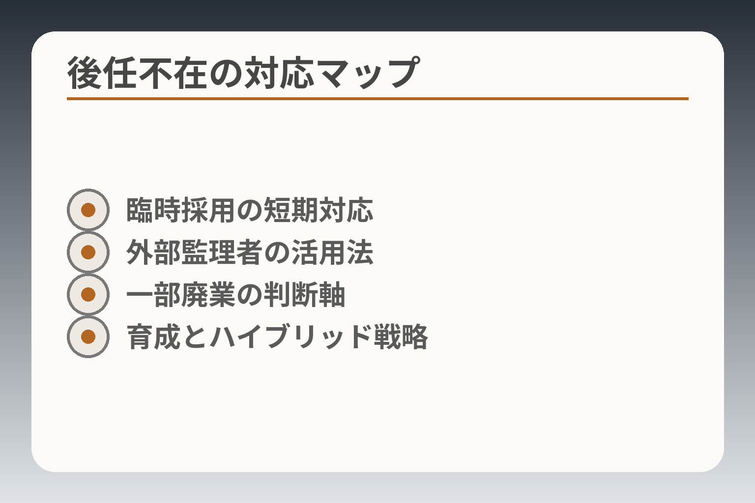 後任不在の対応マップ