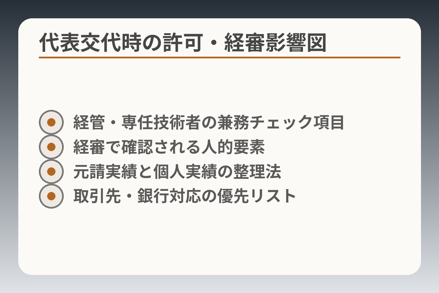 代表交代時の許可・経審影響図