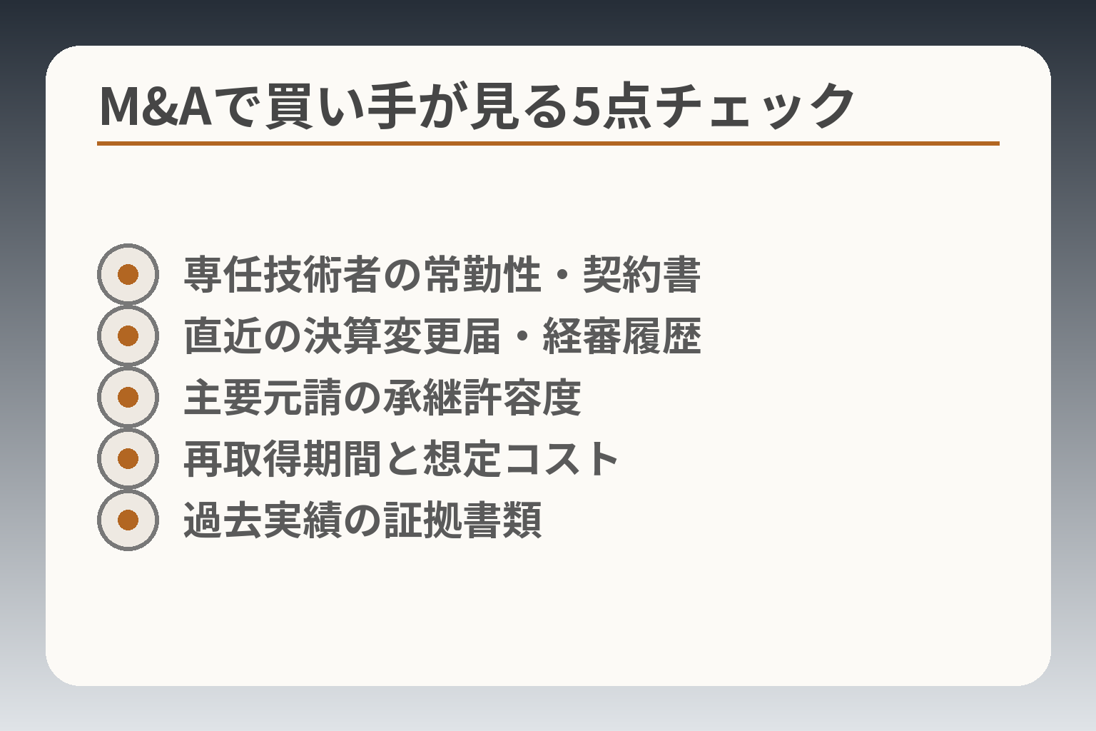 M&Aで買い手が見る5点チェック
